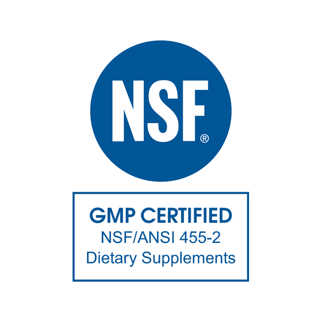 Blue NSF GMP certified mark for dietary supplements, NSF/ANSI 455-2